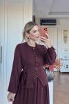Akasya Etekli Takım Bordo