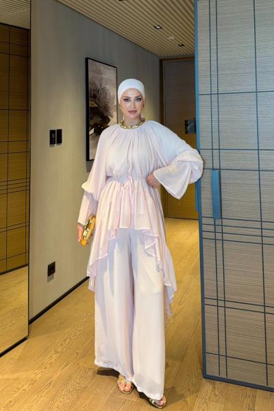 Almina Pantolon Takım Pudra