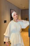 Almina Pantolon Takım Ekru