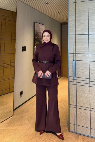Atike Pantolon Takım Bordo