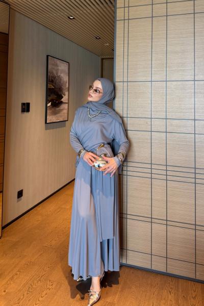 Aydanur Pantolonlu Takım Gri
