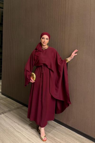 Ayende Elbise Takım Bordo