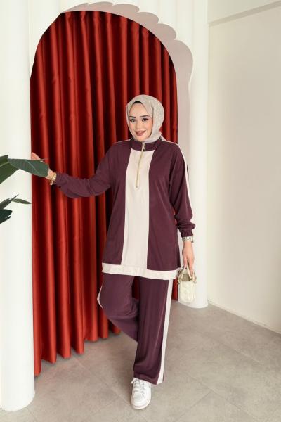 Aynur Pantolon Takım Mürdüm