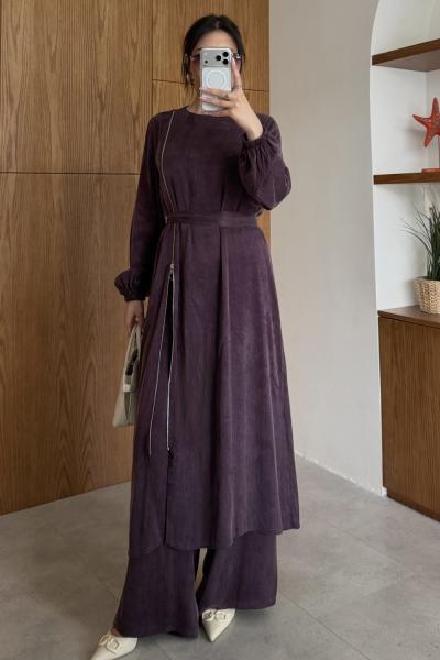 Ayşin Pantolonlu Takım Mürdüm