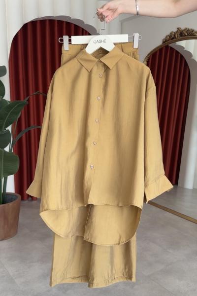 Belkıs Pantolonlu Takım Camel