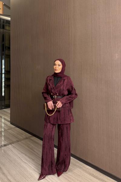 Benan Pantolon Takım Bordo