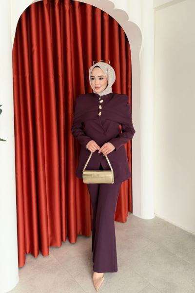 Betül Pantolon  Takım Mürdüm
