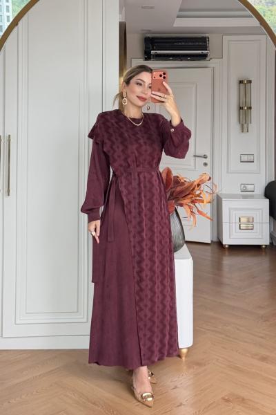Boncuk Elbise Bordo