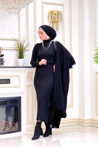 Btk Fidan Triko Elbise 3429 Siyah