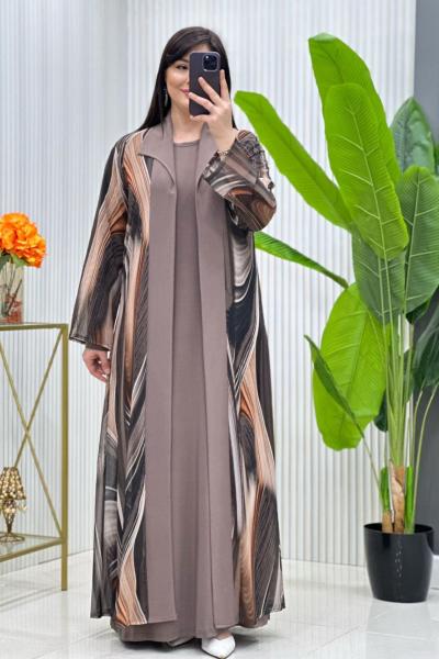 Btk nurdan elbise takım 6501  vizon