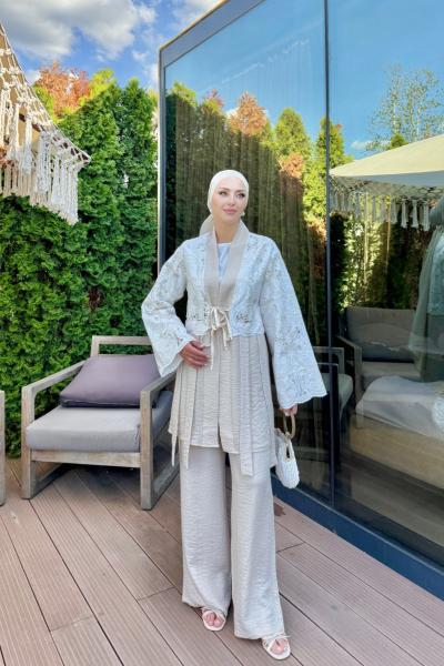 Durulay Pantolonlu Takım Krem