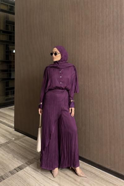 Elzem Pantolon Takım Mürdüm