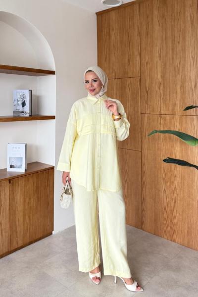 Emel Pantolonlu Takım Sarı