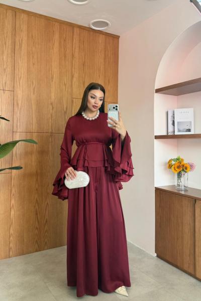 Erna Pantolonlu Takım Bordo