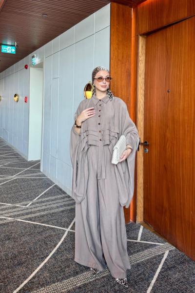 Esra Pantolonlu Takım Vizon