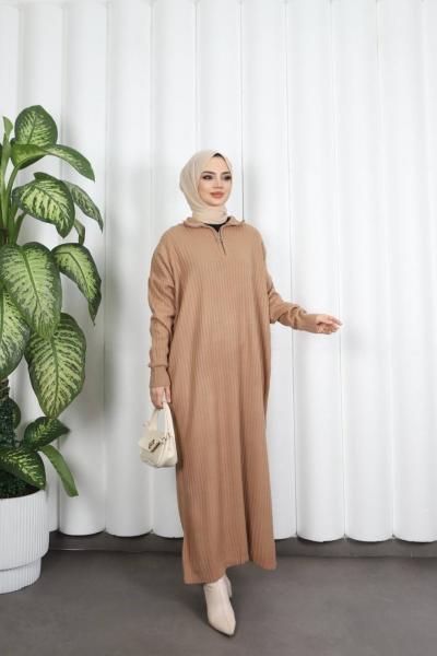 Fermuarlı Triko Elbise