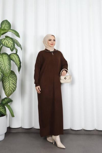 Fermuarlı Triko Elbise