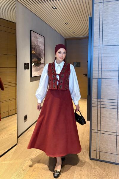 Gökçe Etekli Takım Bordo