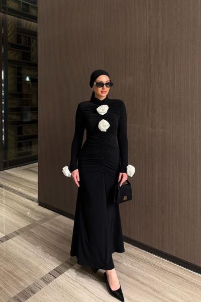 Gülben Elbise Siyah-Beyaz