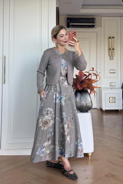Gülhan Elbise Takım Gri