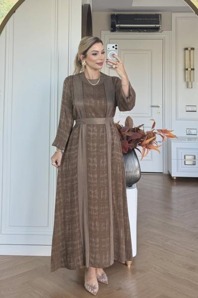 Gülümser Elbise Vizon
