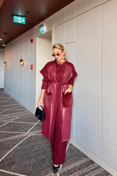 Hazal 3lü Takım Bordo