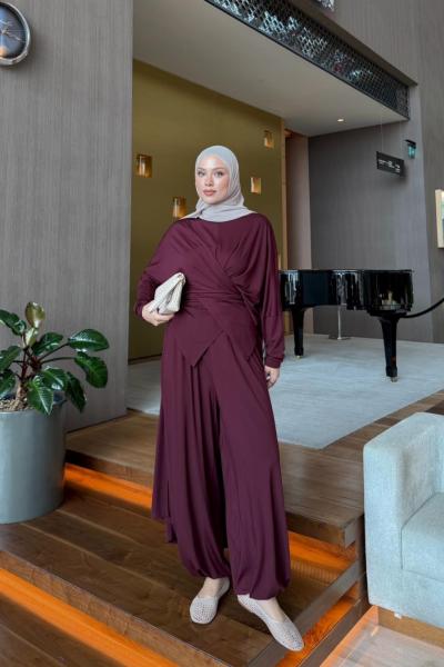 Hera Pantolon Takım Bordo