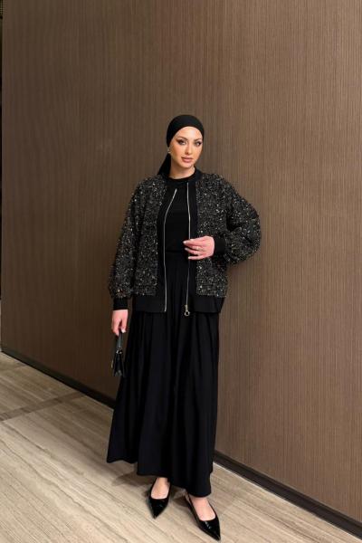 İlkay Siyah Pullu Takım