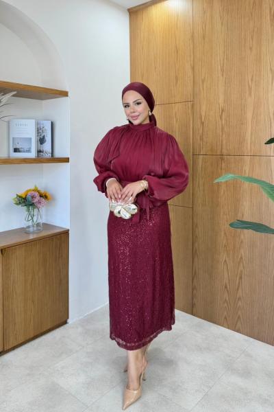 İncila Etek Takım Bordo