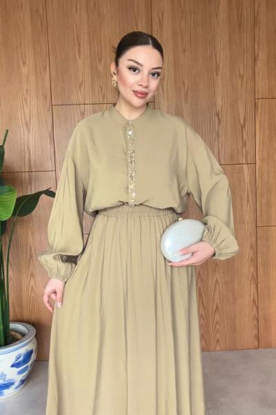 Kıvılcım Taş Haki  Etek takım