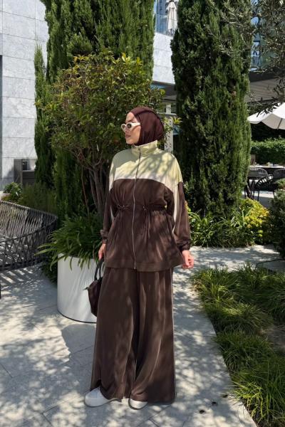 Laçin Pantolon Takım Kahve