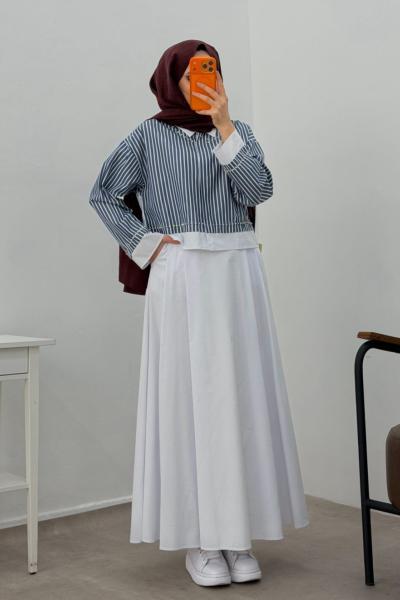 Liya Astarlı Krep Etekli Takım