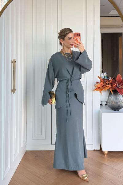 Müge Etek Takım Mint Gri