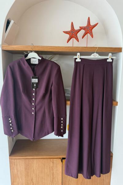 Nesrin Pantolon Takım Bordo