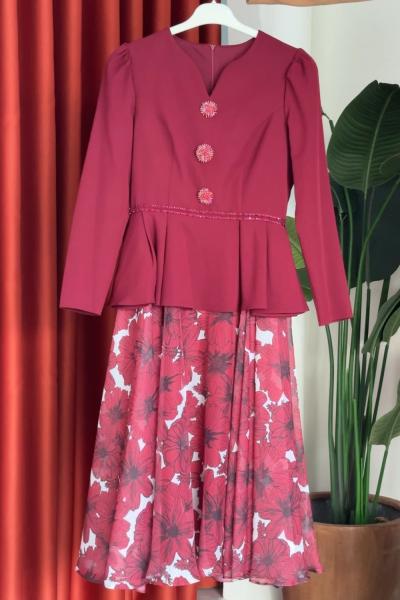 Nurşen Etekli Takım Bordo