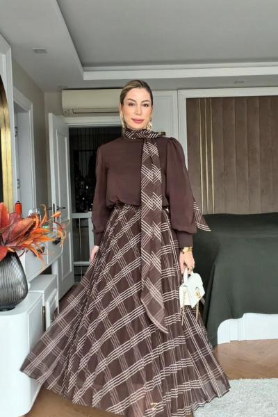 Öykü Etek Takım Acı Kahve