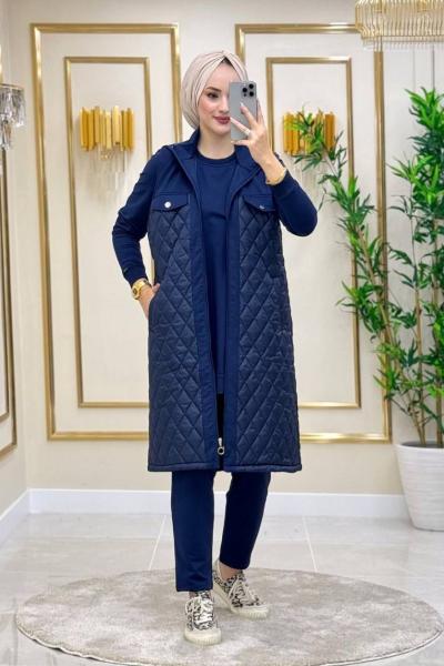 Özlem Kapitone  3Lü Takım - Lacivert