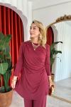 Selen Pantolonlu Takım Bordo