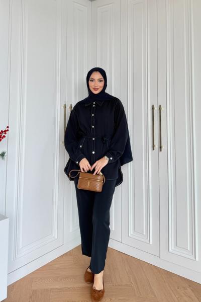 Selen Pantolonlu Takım Lacivert