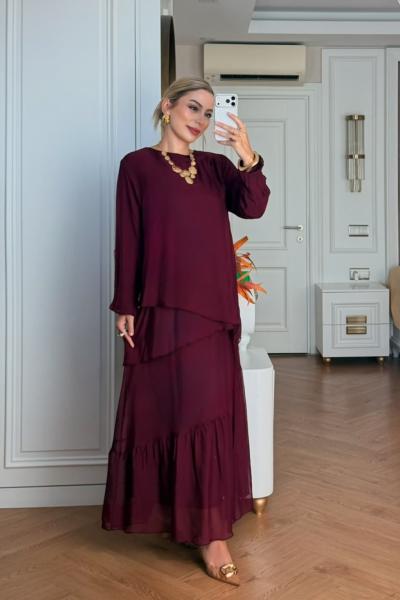 Sevinç Etekli Takım Bordo