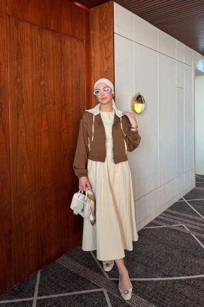 Sıdıka Elbise Takım Vizon