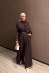 Songül Pantolonlu Takım Kahve