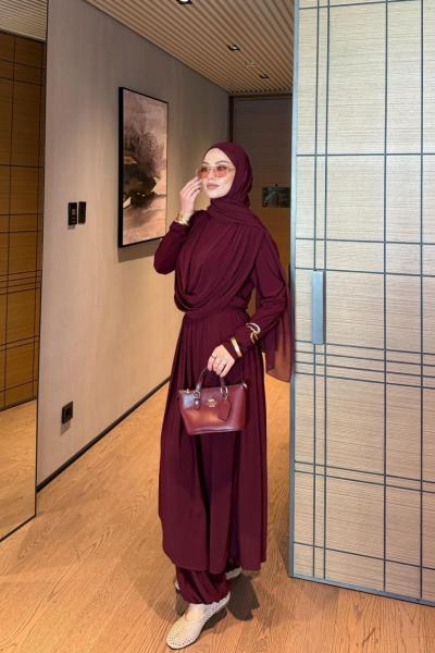 Tülin Pantolon Takım Bordo