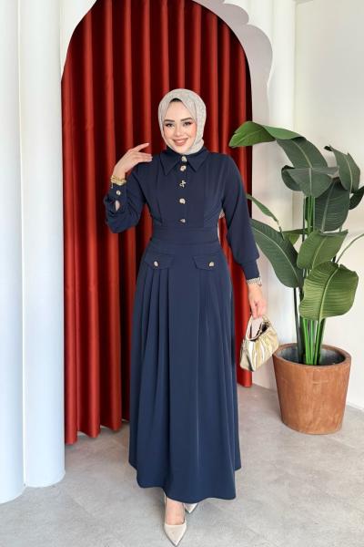 Türkan Elbise Lacivert