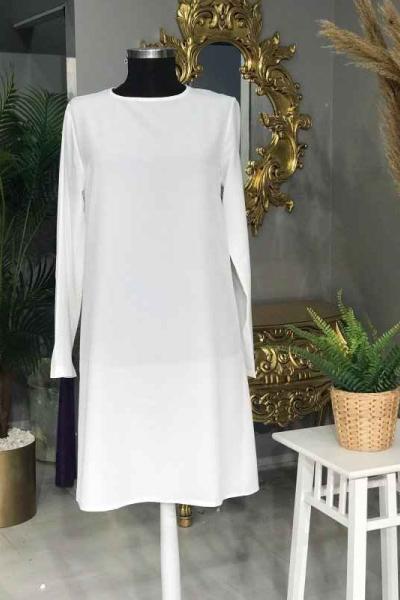 Uzun Kollu İçlik 9591 Beyaz