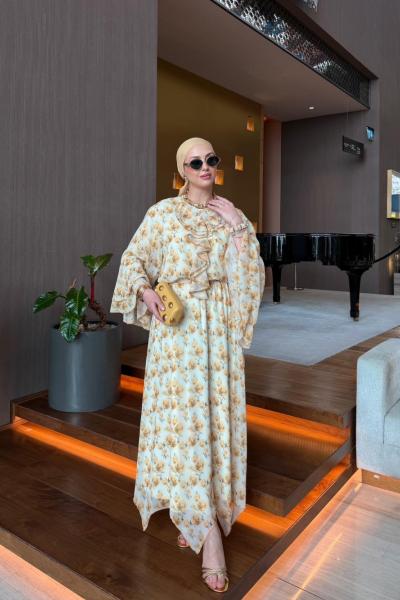 Vira Sarı Çiçek Desenli Etek Takım