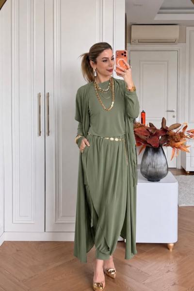 Zarife  Üçlü Pantolon Takım Çağla