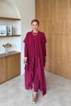 Zarife  Üçlü Pantolon Takım Bordo