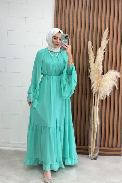 Zb Gülben Astarlı Şifon Abiye