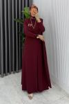 Bordo Alya Tasarım Elbise Tesettür Giyim
